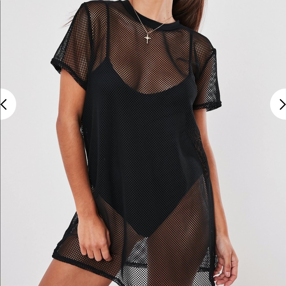 Missguided black oversized fishnet tshirt dress